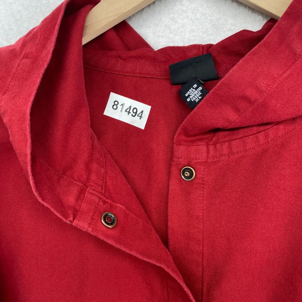 EILEEN FISHER Jacket XL Cotton Canvas Chore Snap Front Pocket Hooded Red USA VTG - Picture 13 of 13